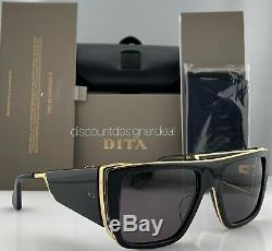 DITA SOULINER ONE Square Sunglasses Black 18K Gold Gray DTS127-56-01 Brand New