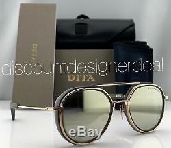 DITA SPACECRAFT Round Sunglasses Gray Pale Gold Frame Silver Flash Lens NEW 52