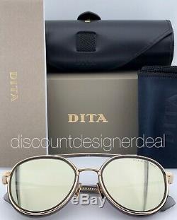 DITA SPACECRAFT Round Sunglasses Gray Pale Gold Frame Silver Flash Lens NEW 52
