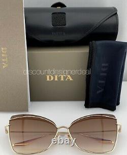 DITA STARSPANN Cateye Sunglasses DTS531-61-01 Gold Frame Brown Gradient Lens NEW