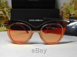 DOLCE & GABBANA DG2172 Rose Gold/Red Frame Red Mirrored Cat Eye Lens Sunglasses