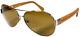 Fendi Fs396ml 711 Italy Gold Aviator/brown Leather Sunglasses 60-13-135
