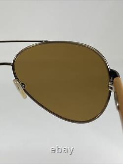 FENDI FS396ML 711 Italy Gold Aviator/Brown Leather Sunglasses 60-13-135