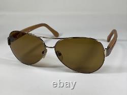 FENDI FS396ML 711 Italy Gold Aviator/Brown Leather Sunglasses 60-13-135