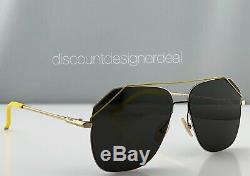 Fendi Aviator Sunglasses FF M0043/S Gold & Yellow Frame Gray Lens J5GIR 58mm NEW