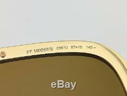 Fendi Aviator Sunglasses FF M0068/S Gold & Havana Frame Brown Lens 08670 57mm