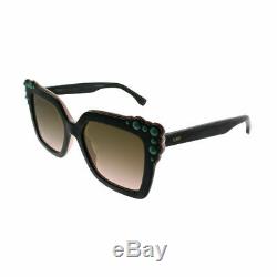 Fendi Can EYE FF 0260 3H2 53 Black Pink Plastic Sunglasses Brown Gradient Lens