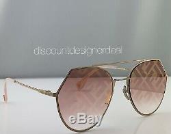 Fendi FF0194/S Sunglasses OBL0M Gold Frame Graphic Pink Gold FF Logo Lens NEW
