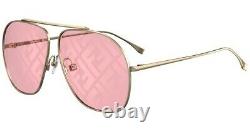 Fendi FF FAMILY FF 0407/G/S EYR Gold Pink Monogram Large Aviator Sunglasses