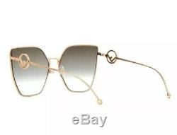 Fendi F IS FENDI FF 0323/S DDB/86 Gold Cooper Grey Green Gradient Sunglasses