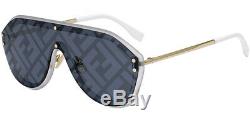 Fendi Fabulous Gold/Silver Shield Sunglasses withBlu Decor Lens FFM0039GS 08 Italy