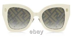 Fendi Roma FF 0434/G/S SZJ Ivory Gold Grey Mirror FF Monogram Women Sunglasses