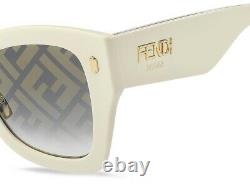 Fendi Roma FF 0434/G/S SZJ Ivory Gold Grey Mirror FF Monogram Women Sunglasses