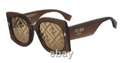 Fendi Roma FF 0436/G/S 09Q Brown Gold Brown Gradient FF Logo Women Sunglasses