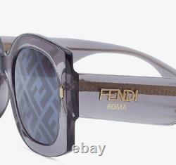 Fendi Roma FF 0436/G/S KB7 MD Grey Gold Grey Gradient FF Logo Women Sunglasses