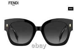 Fendi Roma FF 0458/G/S 807 Black Gold Grey Gradient Lens Large Women Sunglasses