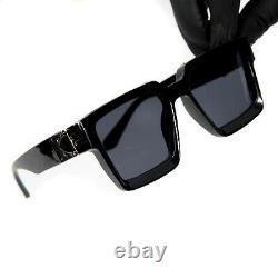 Full Dark Black Gold Trim Square Hip Hop Shades Fashion Men's Hendrix Sunglasses