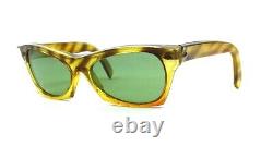 GREEN 50s SUNGLASSES VINTAGE WAVY CANDY COLOR CATS FRAME FRANCE 1950S