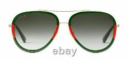 GUCCI Aviator GG0062/S 003 Gold/Green/Red 57 mm Unisex Sunglasses 0062