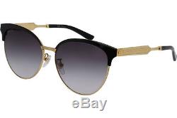 GUCCI Clubmaster Sunglasses GG0074SK 002 Gold Black Frame With Grey Gradient Lens
