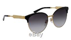 GUCCI Clubmaster Sunglasses GG0074SK 002 Gold Black Frame With Grey Gradient Lens