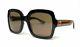 Gucci Gg0036s 002 Black Square Rectangle Women's Sunglasses 54 Mm
