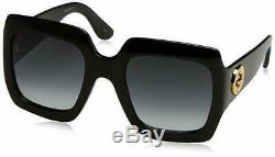 GUCCI GG0053S 001 Square Black Oversize Women Authentic Sunglasses 54mm