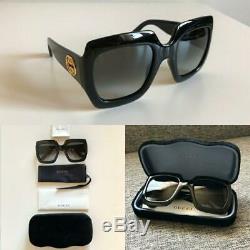 GUCCI GG0053S 001 Square Black Oversize Women Authentic Sunglasses 54mm