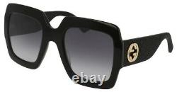 GUCCI GG0102S 001 Rectangular Square Black Grey 54 mm Women's Sunglasses
