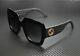 Gucci Gg0102s 001 Rectangular Square Black Grey Women's Sunglasses 54mm