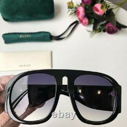 GUCCI GG0152S 001 Black Acetate Frame Blue Gradient Lens Oversized Sunglasses