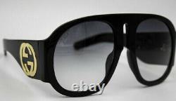 GUCCI GG0152S 001 Black Acetate Frame Blue Gradient Lens Oversized Sunglasses