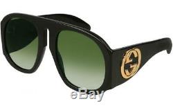 GUCCI GG0152S 002 BLACK Acetate Frame Green Gradient Lens Oversized Sunglasses