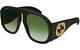 Gucci Gg0152s 002 Black Acetate Frame Green Gradient Lens Oversized Sunglasses