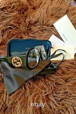 GUCCI GG0152S CLEAR Black Acetate Frame Oversized Sunglasses