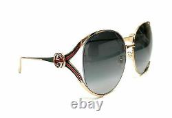 GUCCI GG0225S 001 Gold Grey Gradient Women's Sunglasses 63 mm