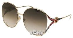 GUCCI GG0225S 002 Fork Gold Brown 63 mm Women's Sunglasses