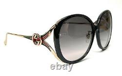 GUCCI GG0226SK 001 Black Grey Gradient Round Women's Sunglasses 60 mm