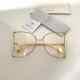 Gucci Gg0252s Clear Lens Gold Metal Frame Oversized Butterfly Sunglasses (001)
