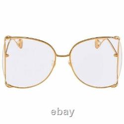 GUCCI GG0252S CLEAR Lens Gold Metal Frame Oversized Butterfly Sunglasses (001)