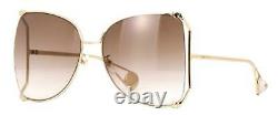 GUCCI GG0252s Brown Gold Metal Oversize Round-Frame Unisex Sunglasses (003)