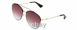 GUCCI GG0351S-004 Women's Aviator Sunglasses Gold/Green Sparkles/Black/Red 62 mm