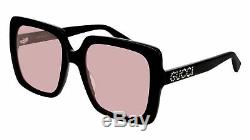 GUCCI GG0418S 002 Rectangular Square Black Pink 54 mm Women's Sunglasses