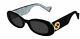Gucci Gg0517s 001 Black Round Oval Grey Women's Sunglasses