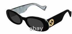 GUCCI GG0517S 001 Black Round Oval Grey Women's Sunglasses