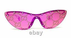 GUCCI GG0666S 003 Gold Pink Cat Eye Mirror Women's Sunglasses 99mm