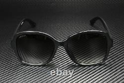 GUCCI GG0765SA 001 Square Injection Black Shiny Bk Grey 57 mm Women's Sunglasses