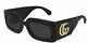 Gucci Gg0811s 001 Black Grey Rectangle Women's Sunglasses 53 Mm