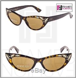 GUCCI GG3807S Brown Havana Mother Of Pearl Thin Cat Eye Sunglasses 3807 Vintage