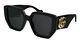 Gucci Gg 0956s 003 Black Gold / Grey Oversized Sunglasses New Gg0956s